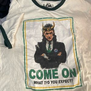 President Loki baseball type shirt